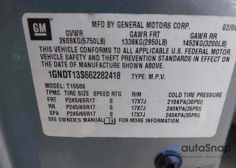 2006 Chevrolet Trailblazer Ls из США, поврежденный, VIN 1GNDT13S662282418